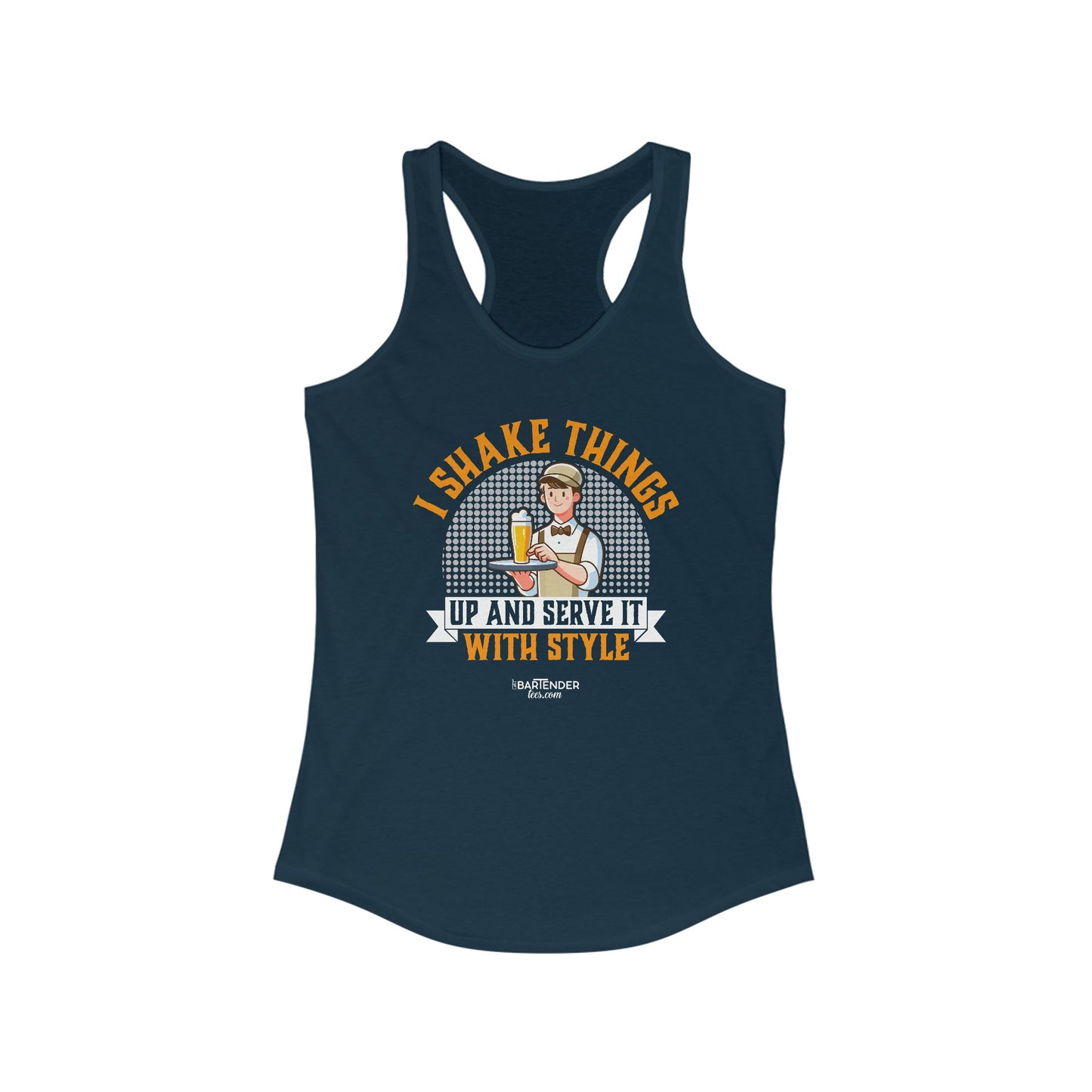 "I shake things up and serve it with style" Women's Bartender Tank Tops