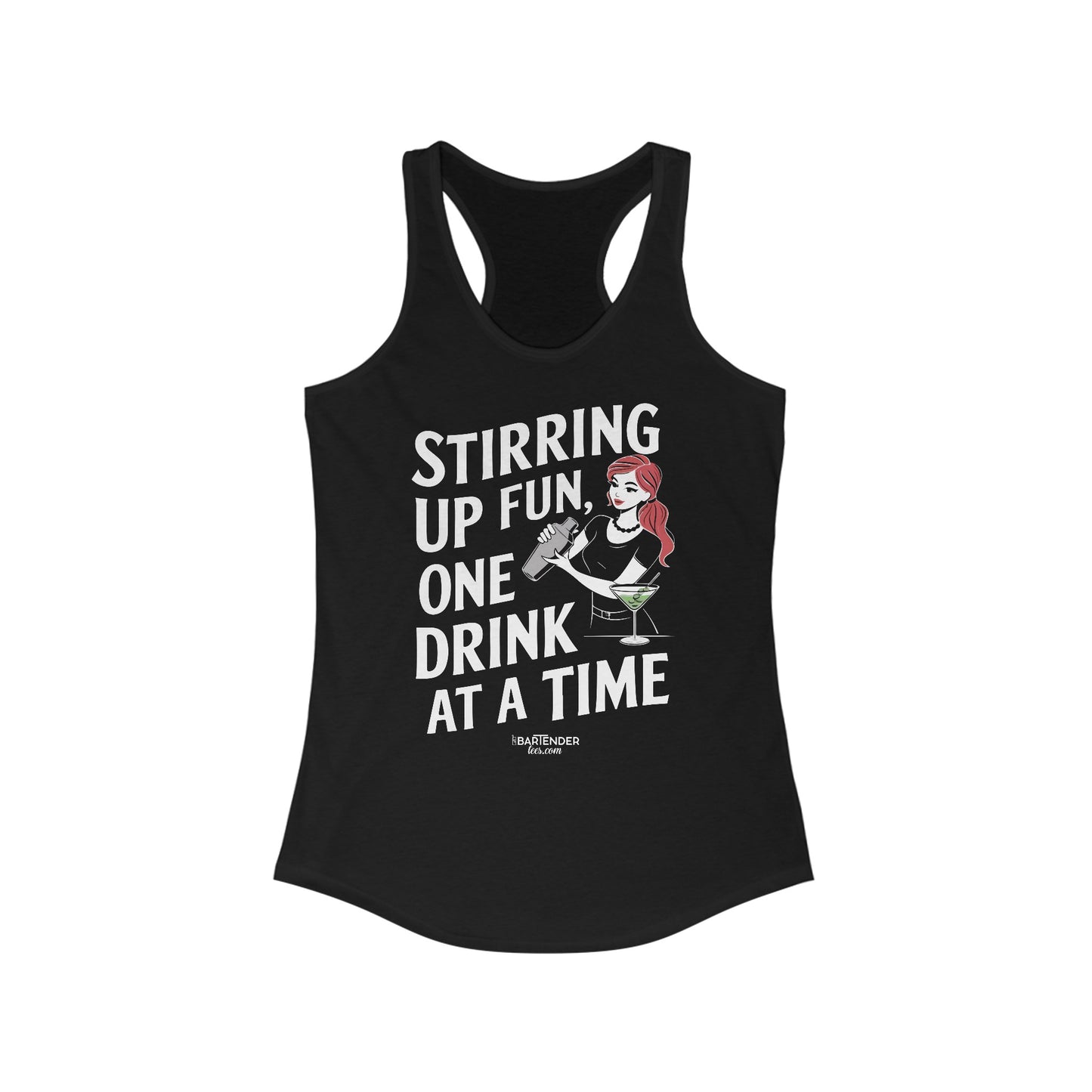 "Stirring up fun one drink at a time" Women's Bartender Tank Tops