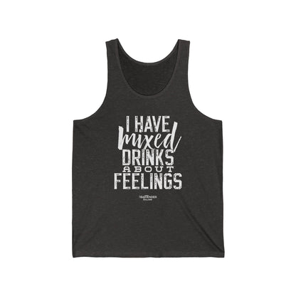 "I have mixed drinks about feelings" Men’s Bartender Tank Top