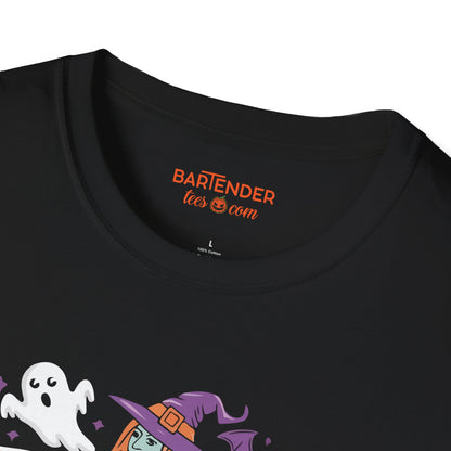 "Drink up Before I hex You" Halloween Bartender Softstyle T-Shirt