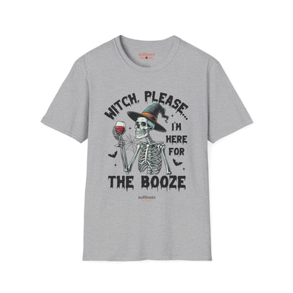 "I'm Here For The Booze" Halloween Bartender Softstyle T-Shirt