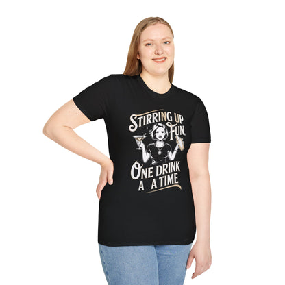 "Stirring Up Fun, One Drink at a Time" Softstyle T-Shirt