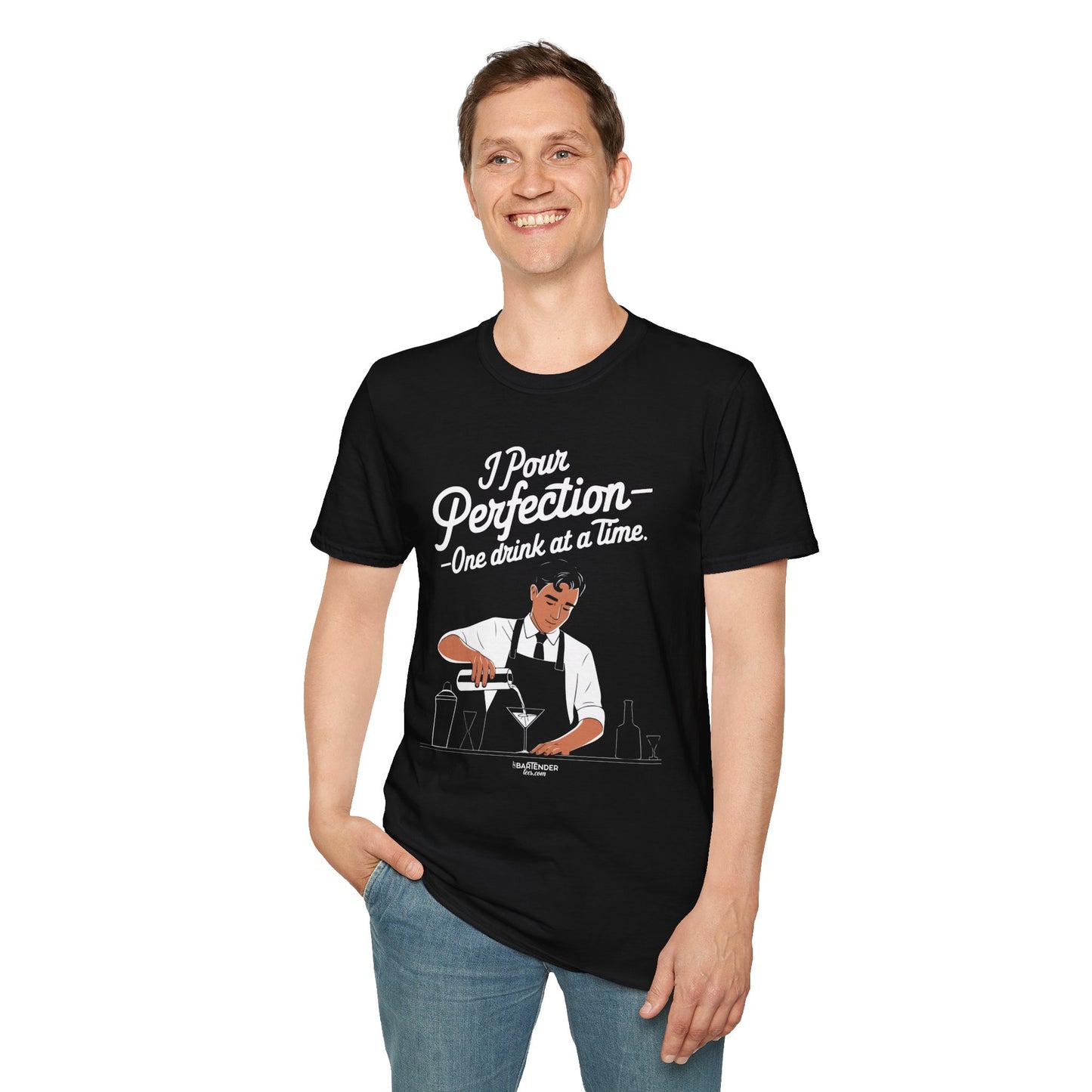 "I Pour Perfection – One Drink at a Time" Bartender T-shirt