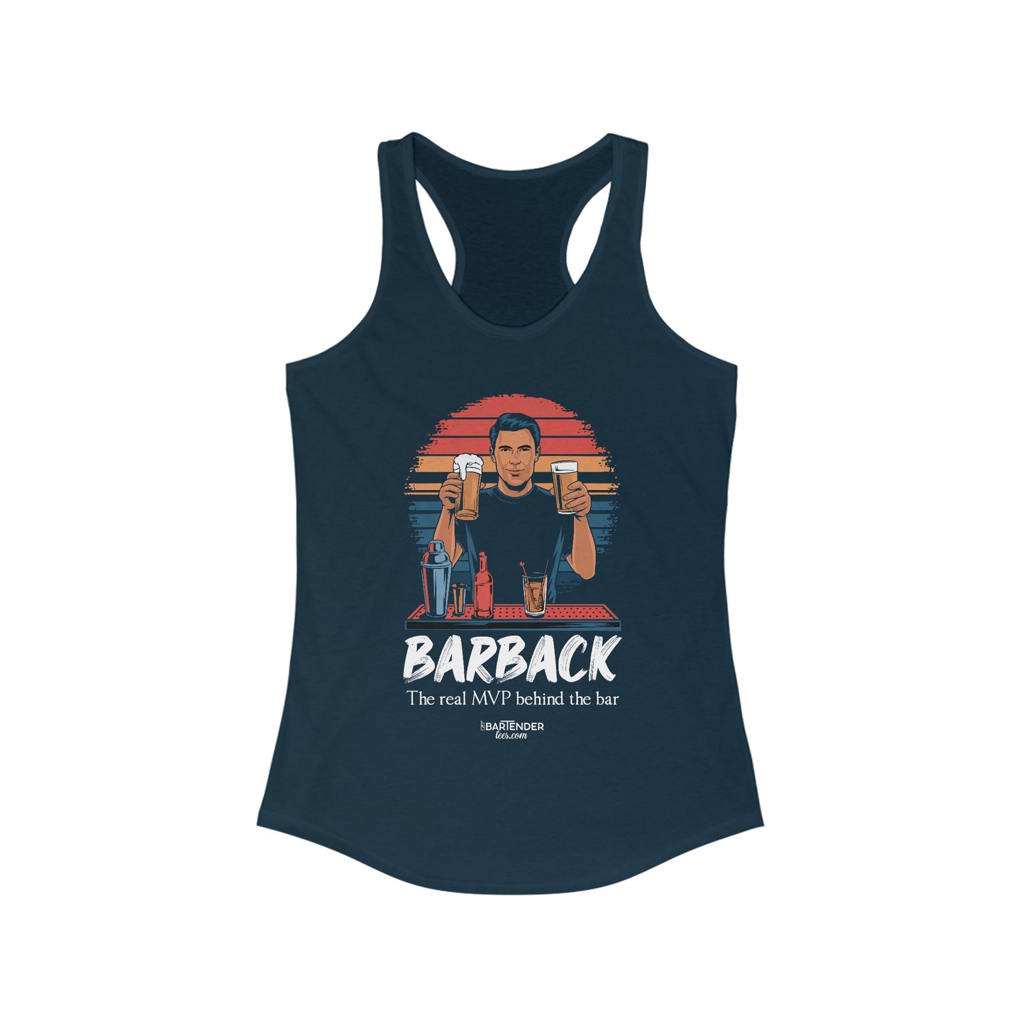 "Barback the real mvp behind the bar" Women's Bartender Tank Tops