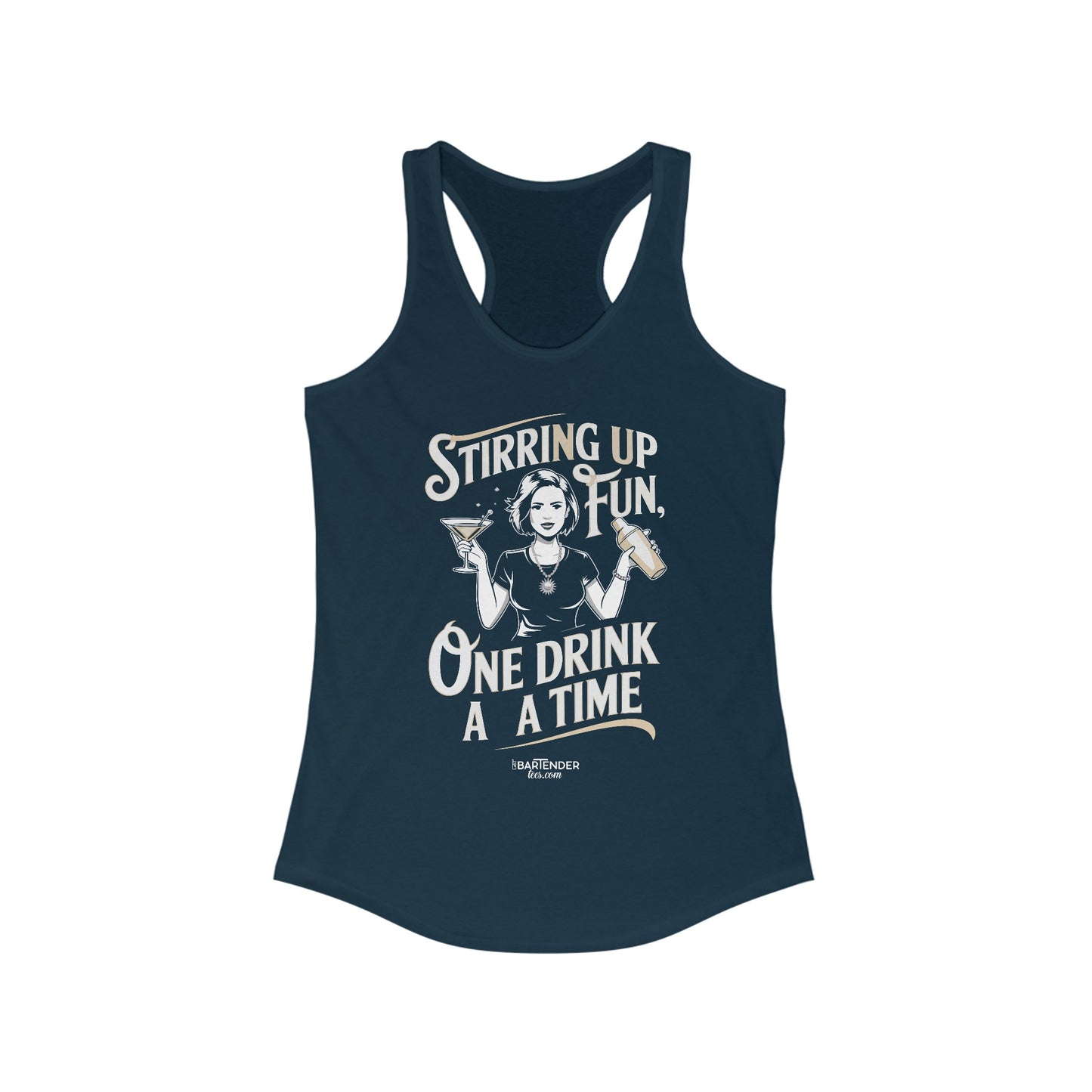 "Stirring up fun one drink at a time" Women's Bartender Tank Tops