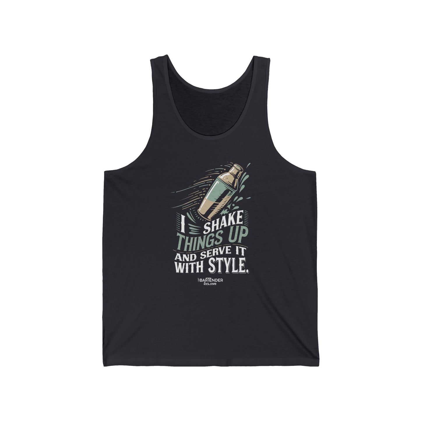 "I shake things up and serve with style" Men’s Bartender Tank Top