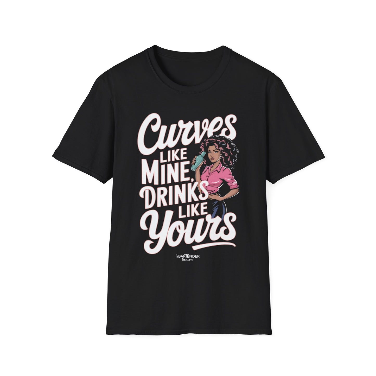 "Curves like mine drinks like yours" Men's Bartender Softstyle T-Shirt