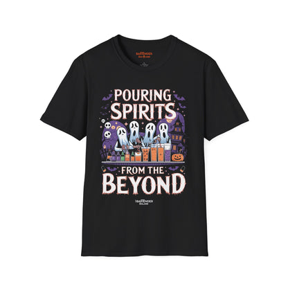 "Pouring Spirits From Beyond" Halloween Bartender Softstyle T-Shirt