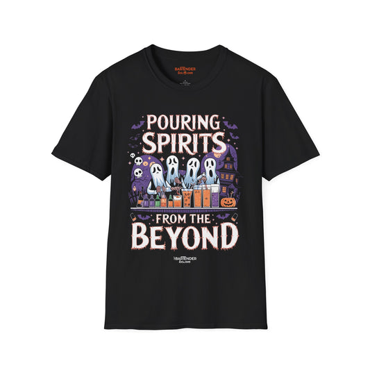 "Pouring Spirits From Beyond" Halloween Bartender Softstyle T-Shirt