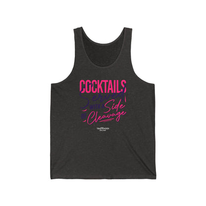 "Cocktails served with a side of cleavage" Men’s Bartender Tank Top