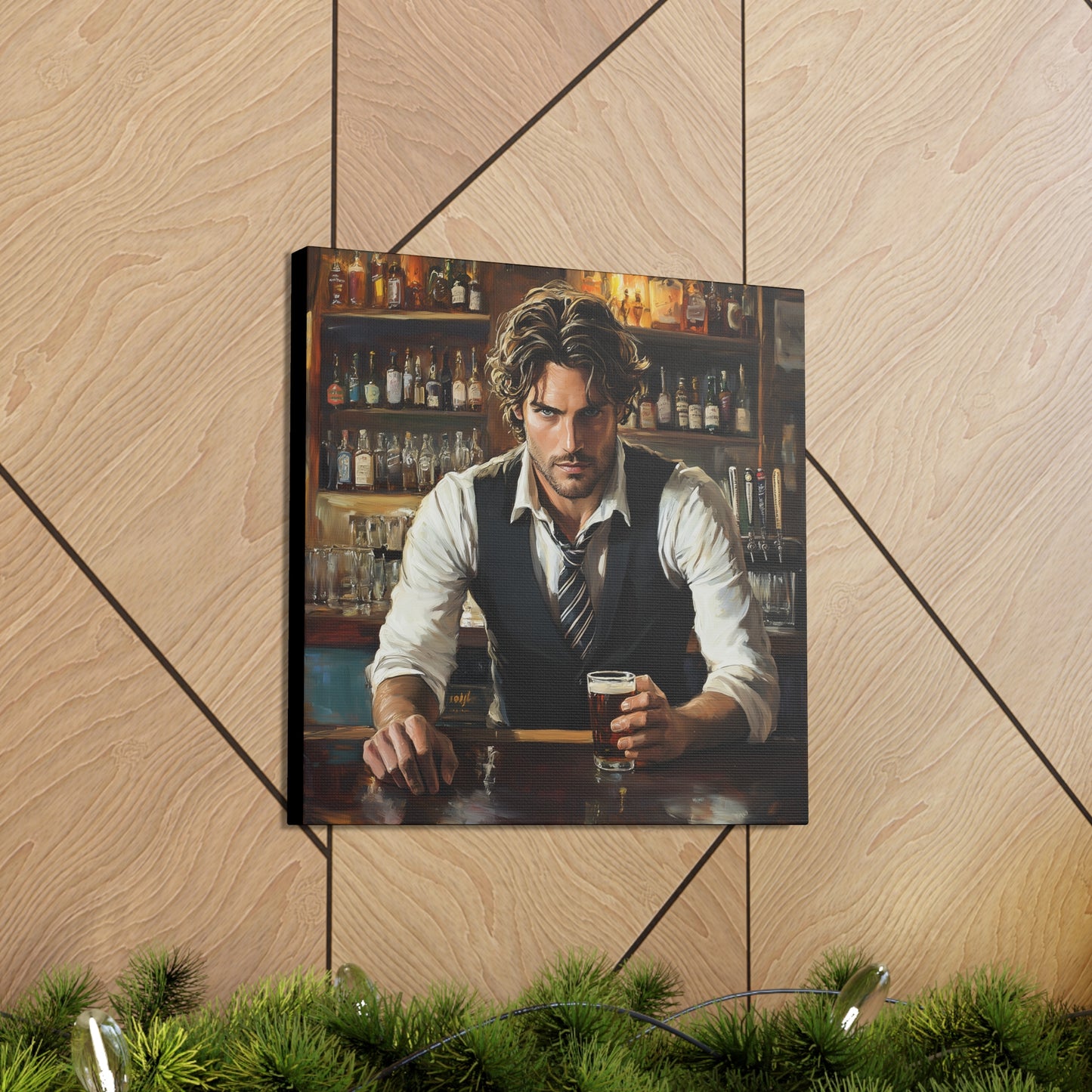 "The Bartender's Gaze" Canvas Art