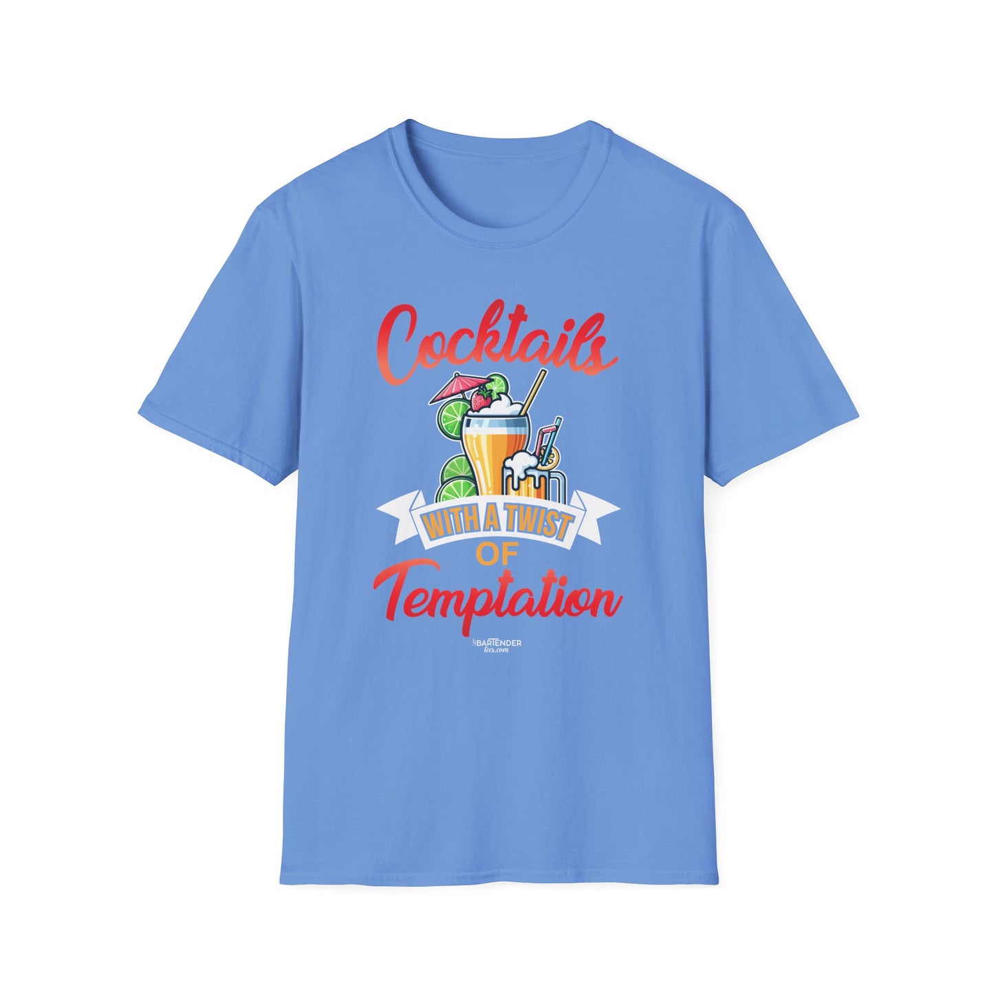 "Cocktails with a Twist of Temptation" Bartender T-shirt