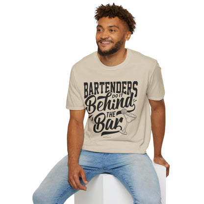 "Bartenders do it Behind the Bar" Men's Bartender Tee