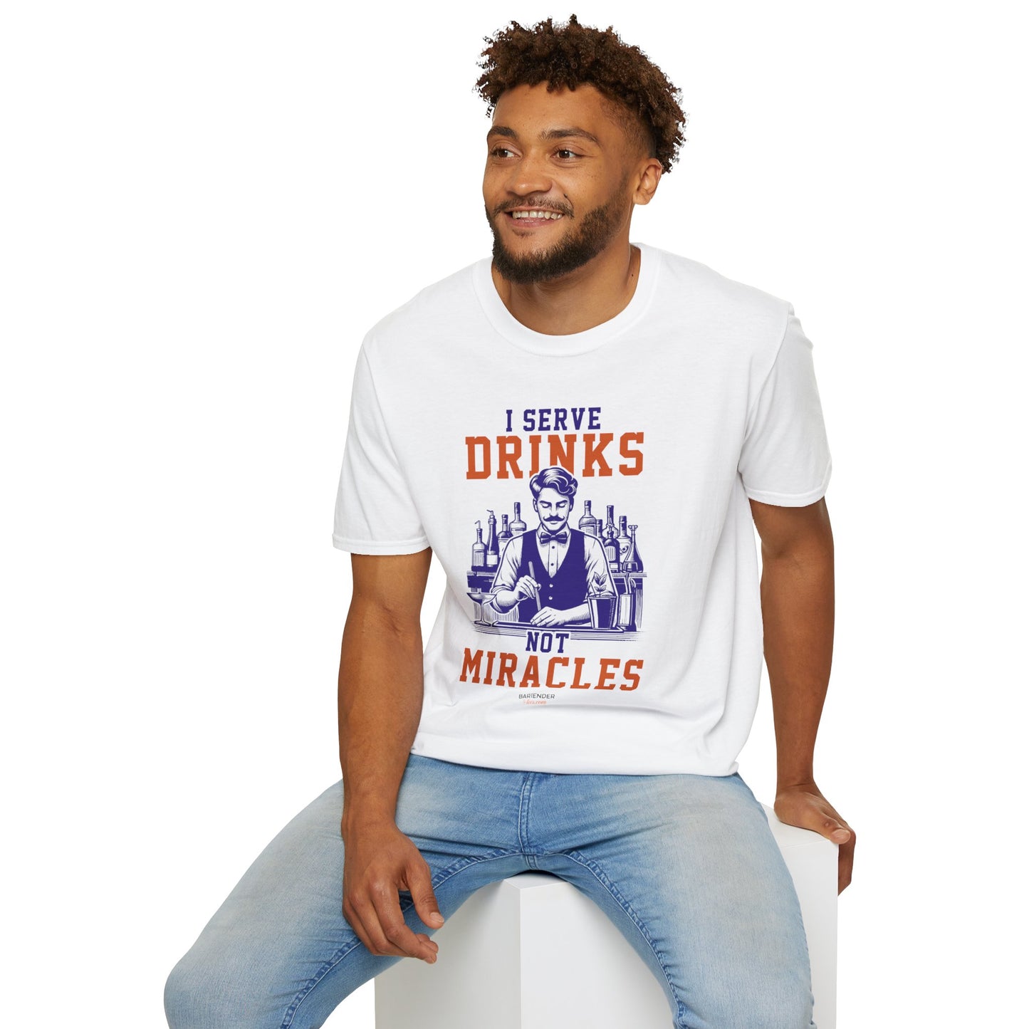 "I Serve Drinks, Not Miracles" Softstyle T-Shirt