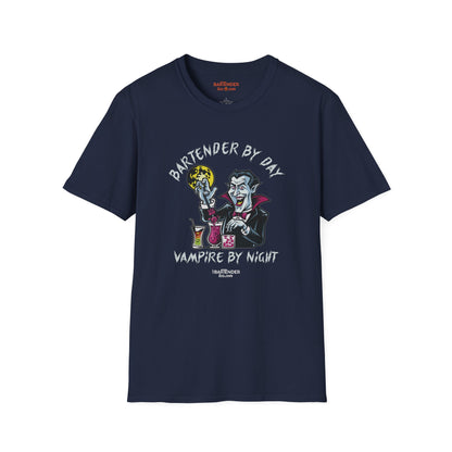 "Bartender by Day Vampire by Night" Halloween Bartender Softstyle T-Shirt