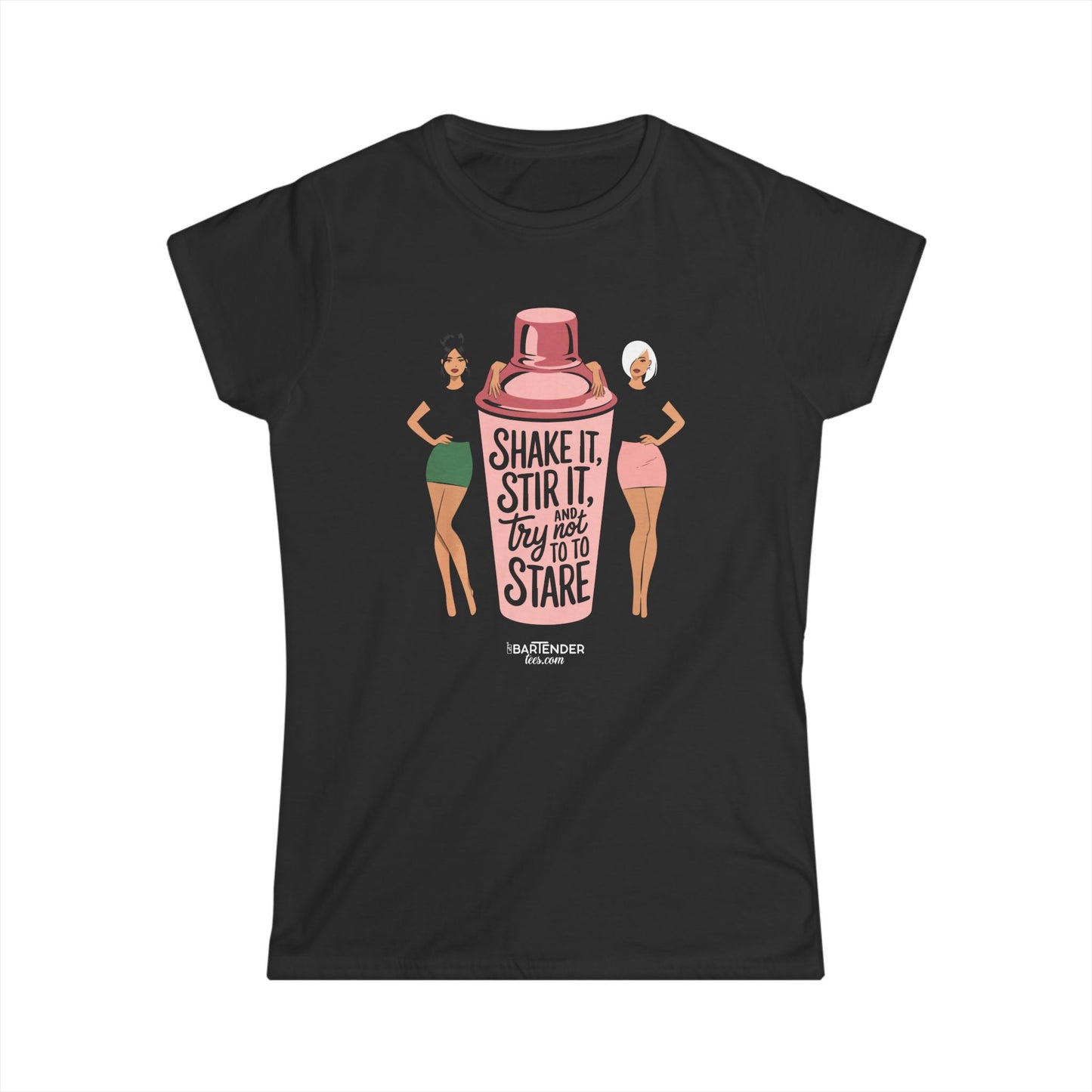 "Shake it stir it try not to stare" Women's Bartender Tee