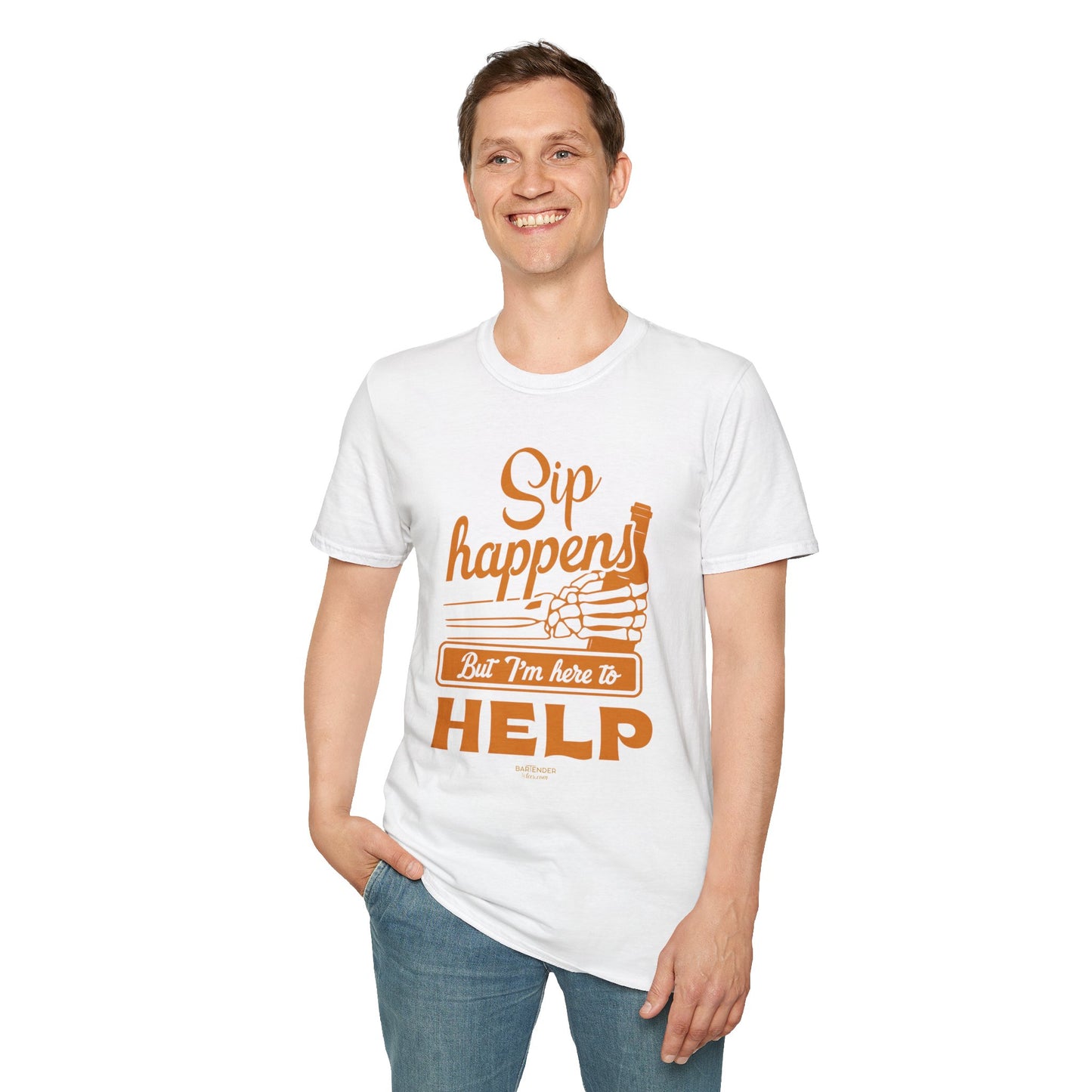 "Sip Happens But I'm Here to Help" Men's Bartender Tee