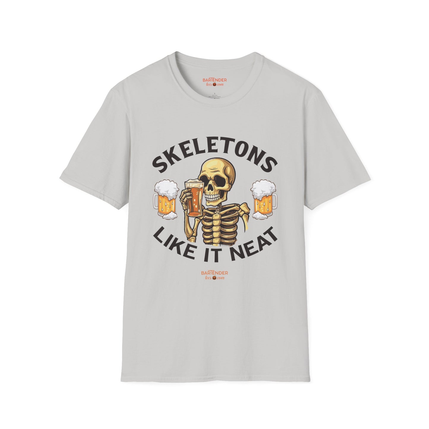 "Skeletons Like It Neat" Halloween Bartender Softstyle T-Shirt