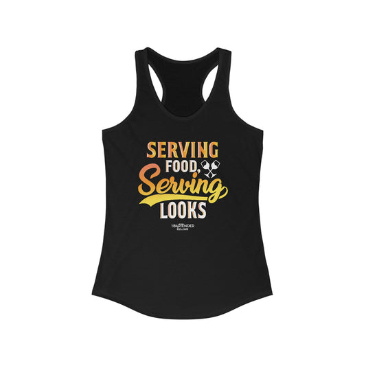 "Serving food serving looks" Women's Bartender Tank Tops