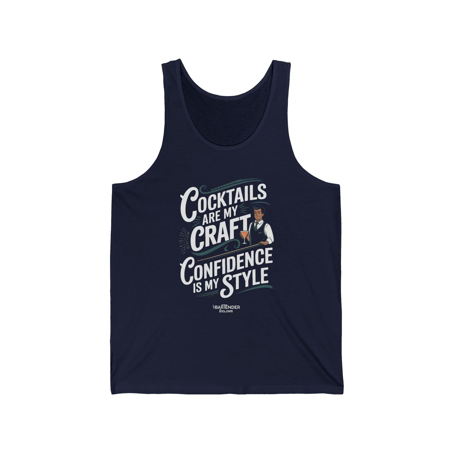 "Cocktails are my craft confidence is my style" Men’s Bartender Tank Top