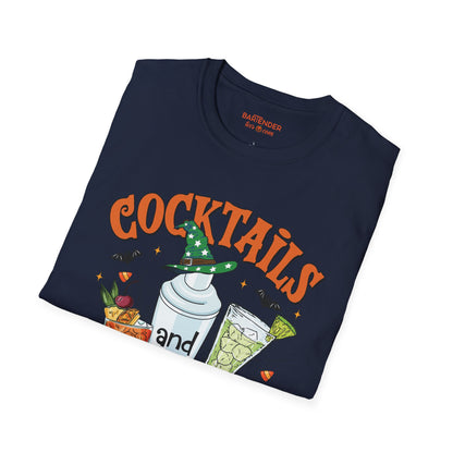 "Cocktails And Curses" Halloween Bartender Softstyle T-Shirt