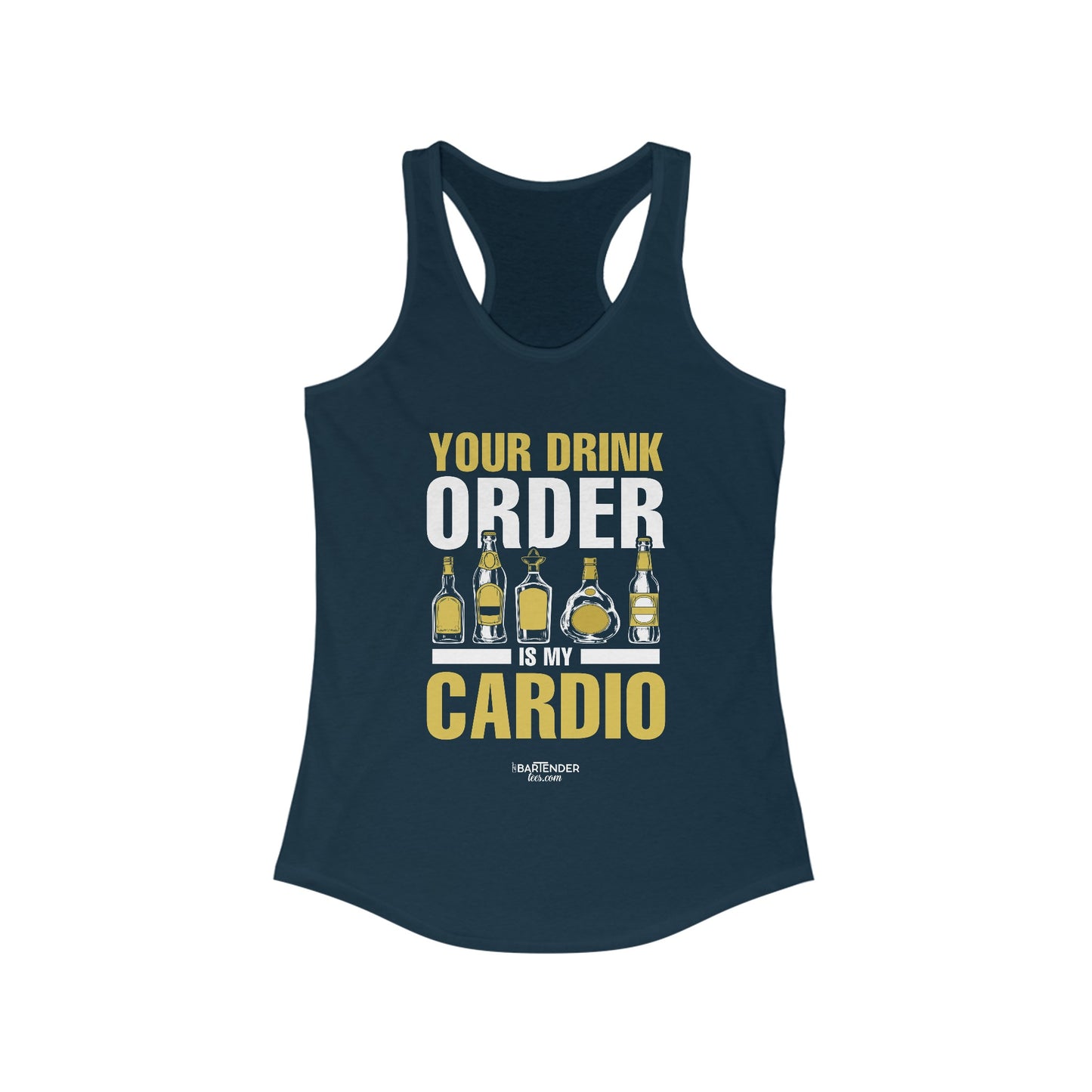 "Your drink order is my cardio" Women's Bartender Tank Tops