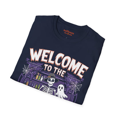 "Welcome To The Dark Side Of The Bar" Halloween Bartender Softstyle T-Shirt