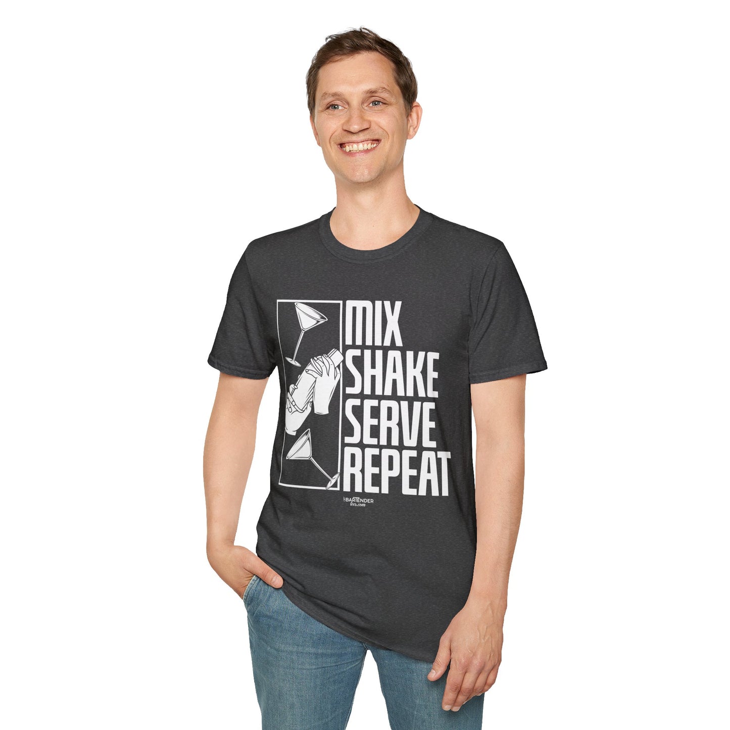 "Mix Shake Serve Repeat" Men's Bartender Tee