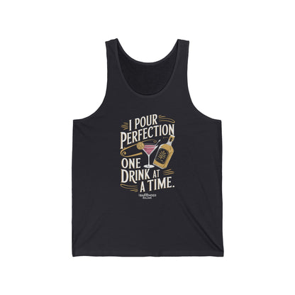 "I pour perfection one drink at a time" Men’s Bartender Tank Top