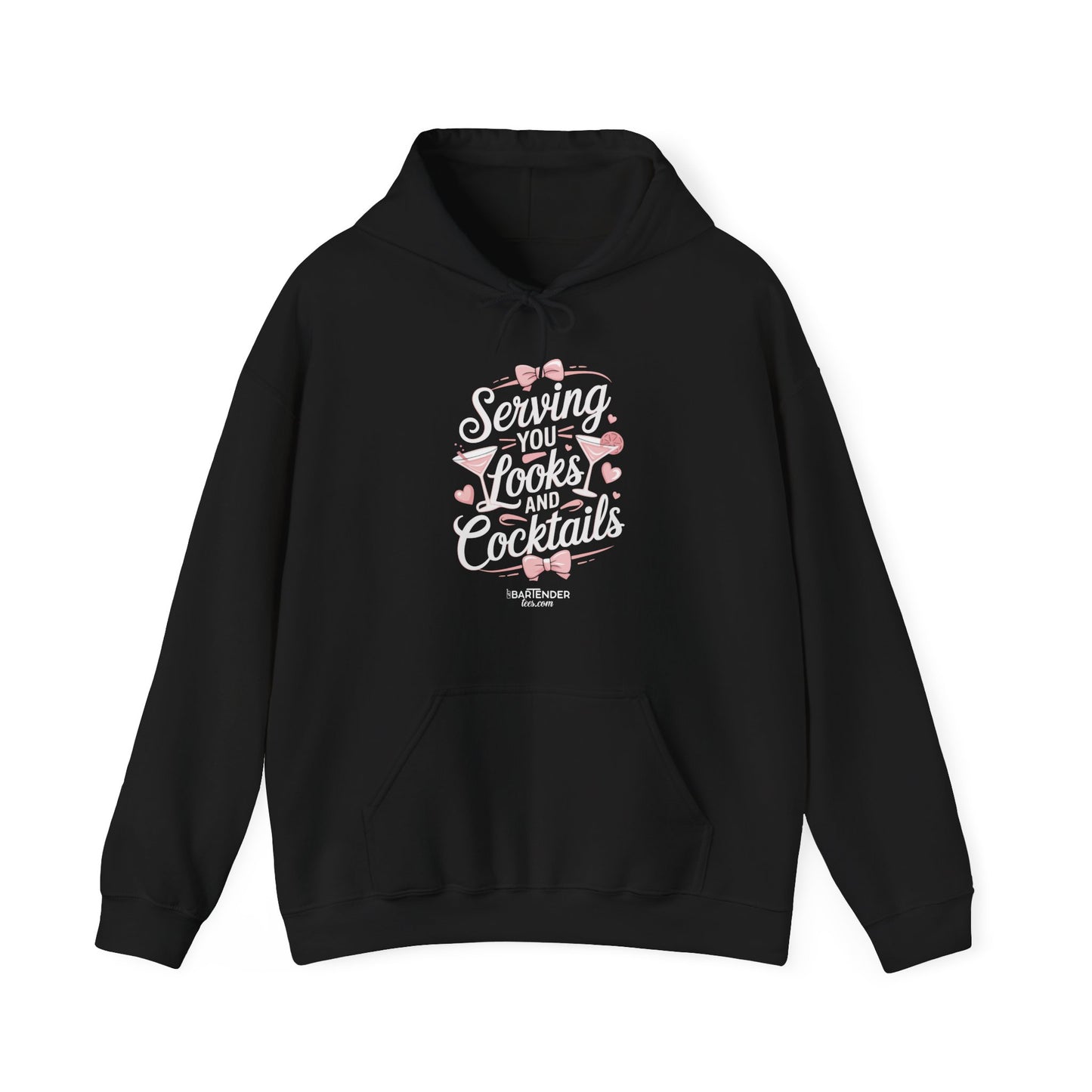 "Serving you looks and cocktails" Bartender Hooded Sweatshirt