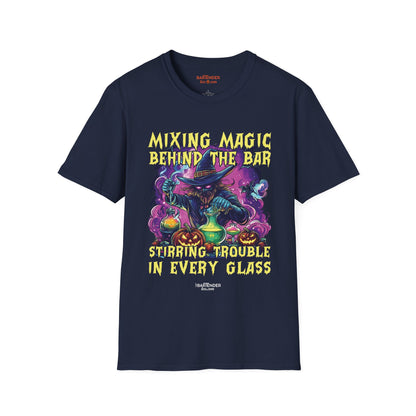 "Mixing Magic Behind The Bar" Halloween Bartender Softstyle T-Shirt