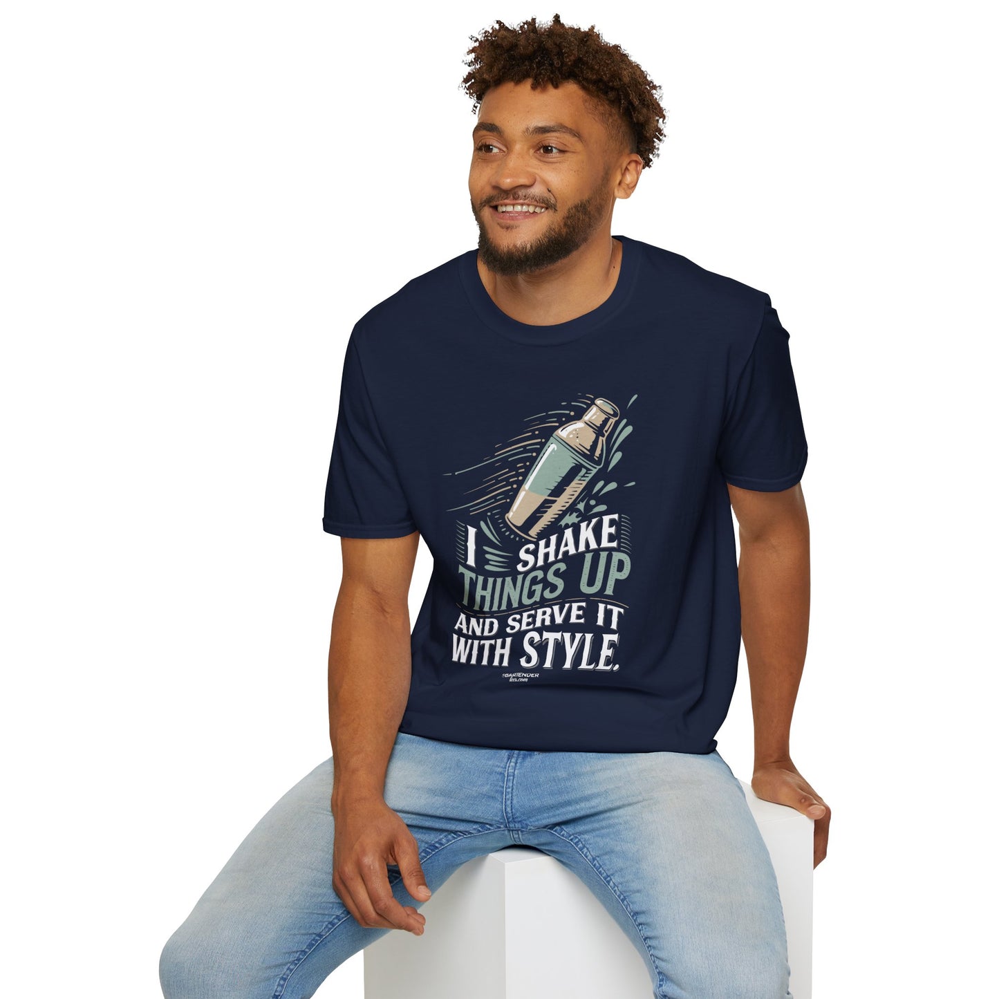 "I Shake Things Up and Serve It with Style" Unisex Softstyle T-Shirt