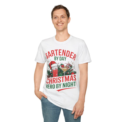 "Bartender by Day, Christmas Hero by Night" Unisex Softstyle T-Shirt