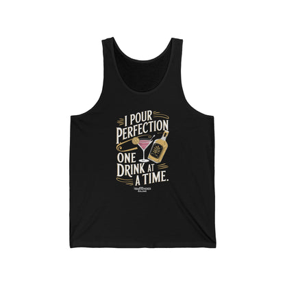 "I pour perfection one drink at a time" Men’s Bartender Tank Top