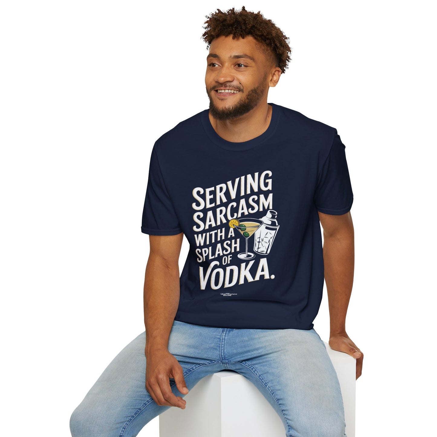 "Serving Sarcasm with a Splash of Vodka" Unisex Softstyle T-Shirt