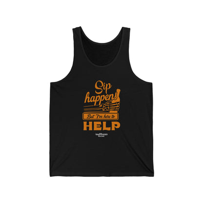 "Sip happens, but Im here to help" Men’s Bartender Tank Top