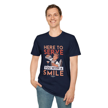 "Here to Serve You with a Smile" Men's Bartender Tee