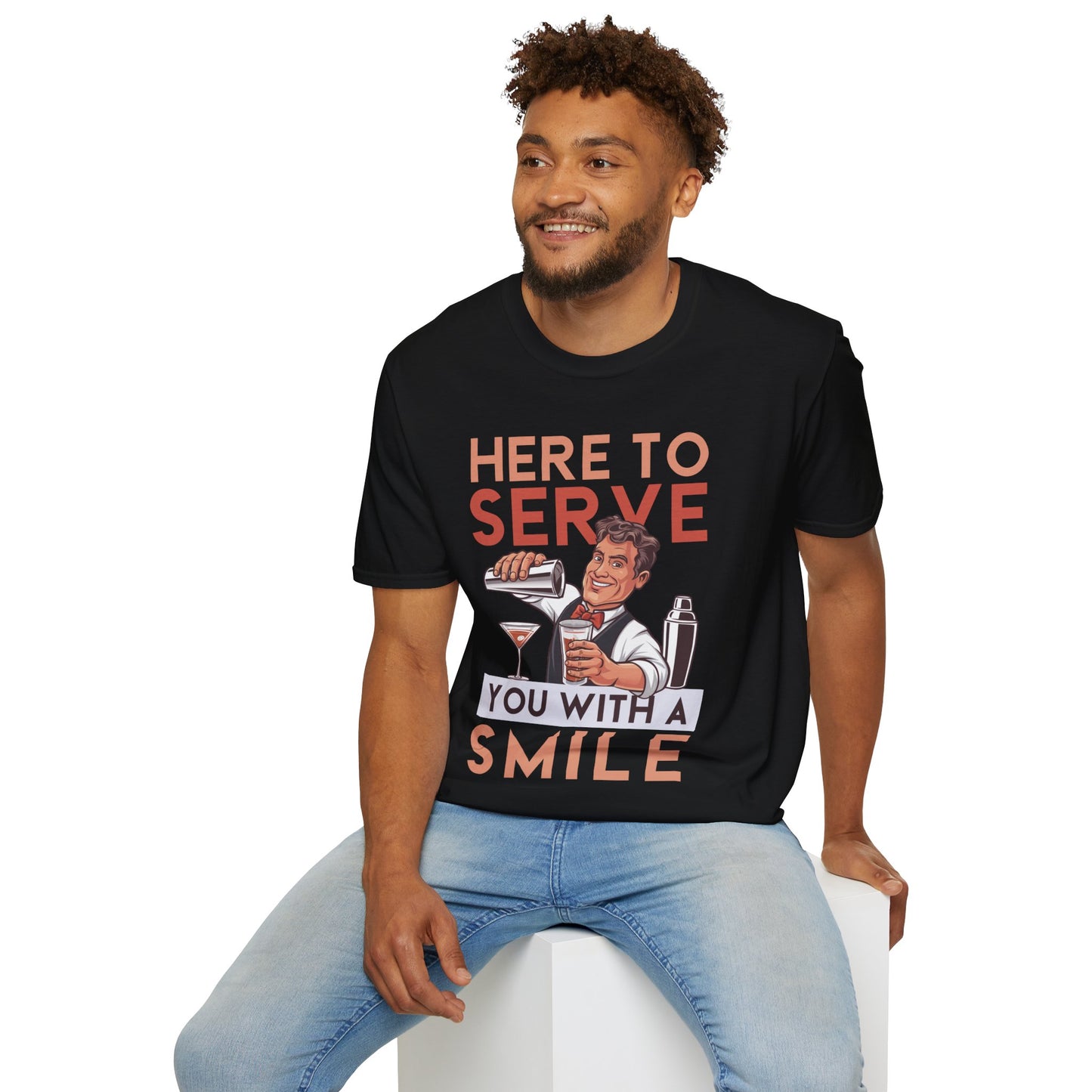 "Here to Serve You with a Smile" Softstyle T-Shirt