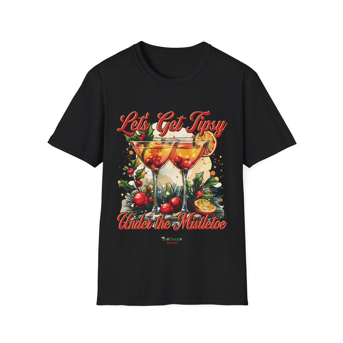 “Let’s Get Tipsy Under the Mistletoe” Unisex Softstyle T-Shirt