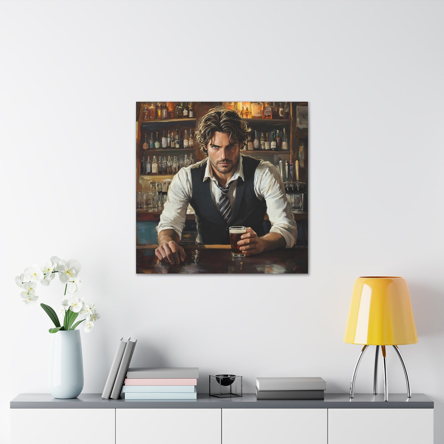 "The Bartender's Gaze" Canvas Art