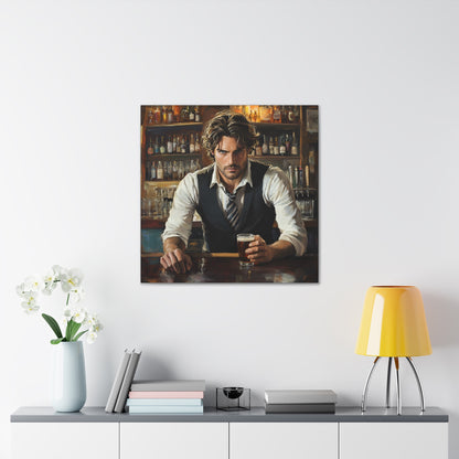 "The Bartender's Gaze" Canvas Art