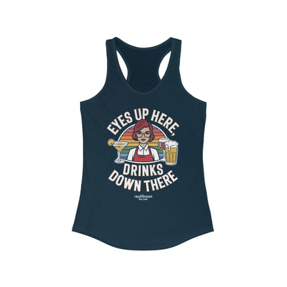 "Eyes up here drinks down there" Women's Bartender Tank Tops