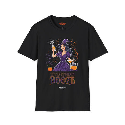 "I Put A Spell On Booze" Halloween Bartender Softstyle T-Shirt