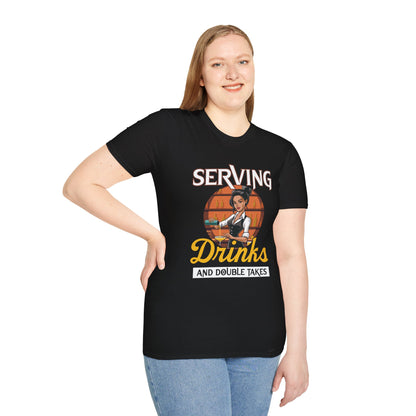 "Serving Drinks and Double Takes" Softstyle T-Shirt