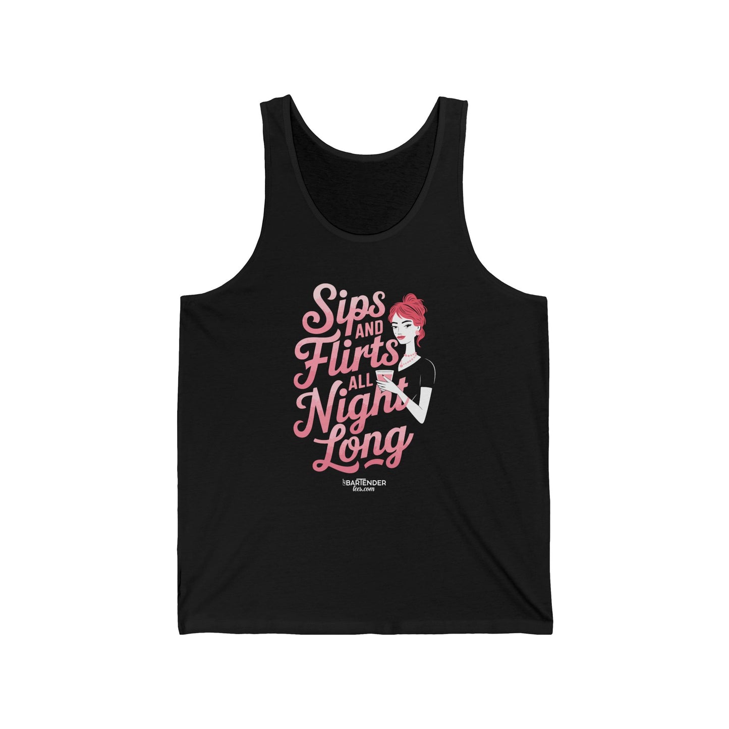 "Sips and flirts all night long" Men’s Bartender Tank Top