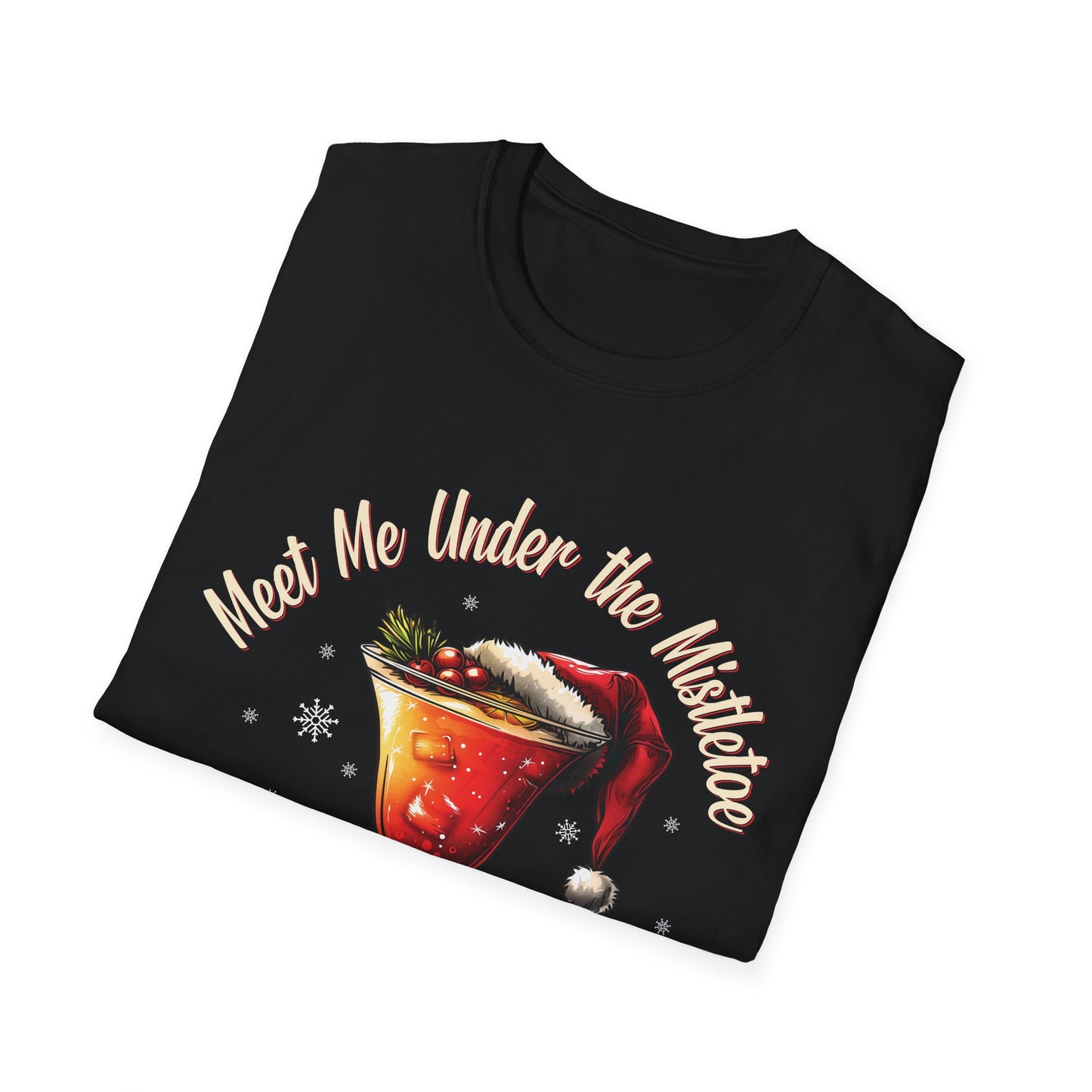 “Meet Me Under the Mistletoe with a Martini” Unisex Softstyle T-Shirt