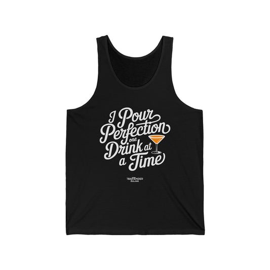 "I pour perfection one drink at a time" Men’s Bartender Tank Top