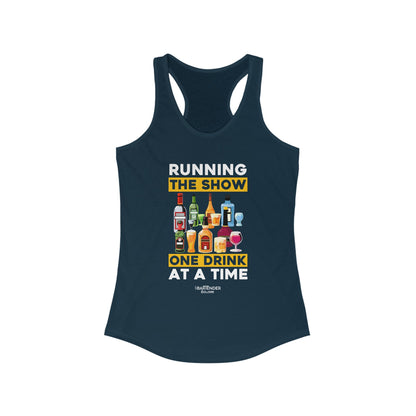 "Running the Show, One Drink at a Time" Women's Bartender Tank Tops