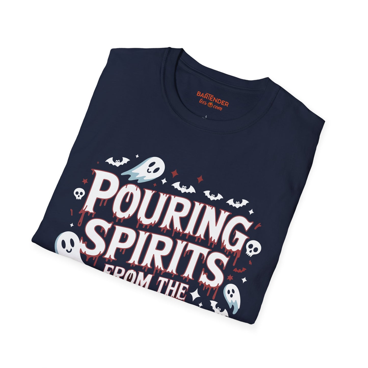 "Pouring Sprits from the Beyond" Halloween Bartender Softstyle T-Shirt