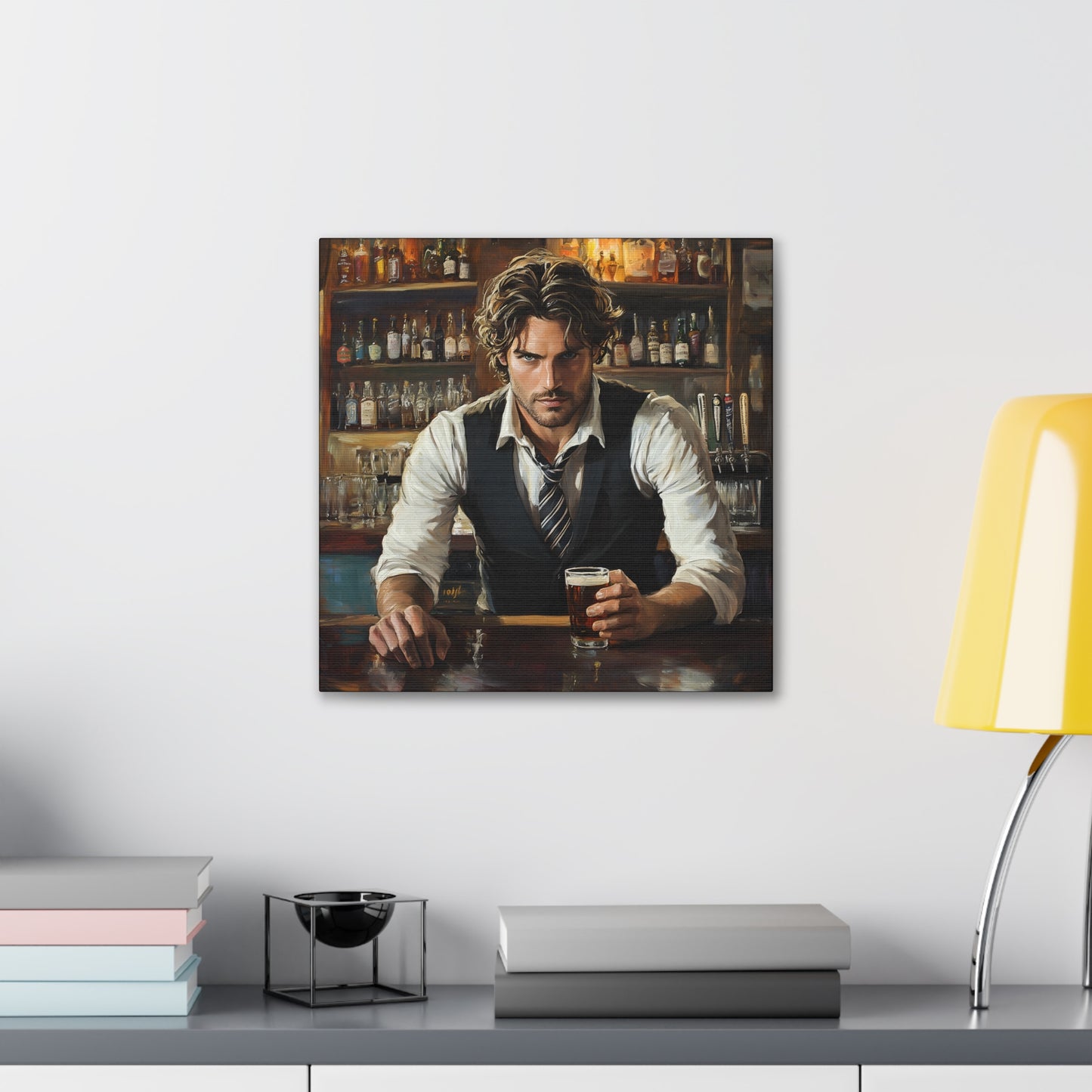 "The Bartender's Gaze" Canvas Art